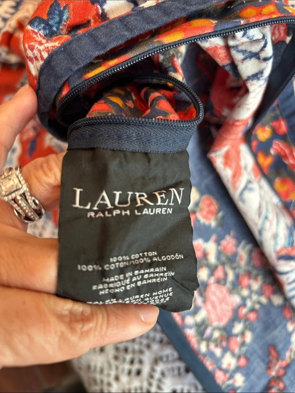 Ralph Lauren Tessa Navy, Red and White Floral Duvet Cover Set